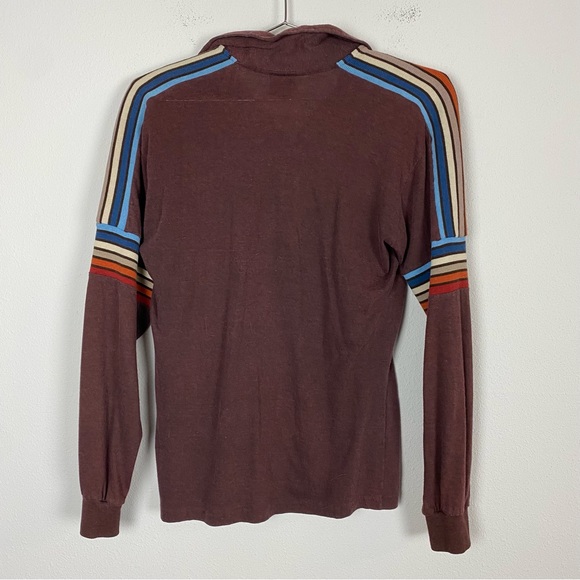 Men's Vintage Esprit by Campus Burgundy Striped Collared Long Sleeve Top - Picture 2 of 7